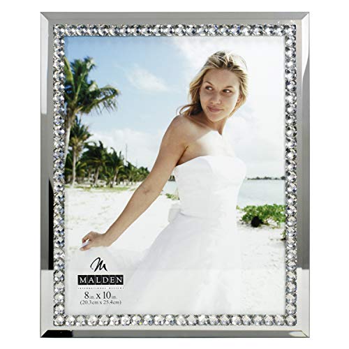 Malden International Designs Brilliance Jewel Mirror Picture Frame, 8x10, Mirrored, Silver Metal