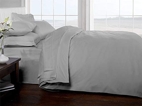 Rapport Home Brighton Hill 100% Egyptian Cotton Super King Size Silver Flat Sheet Soft 200TC Bedding