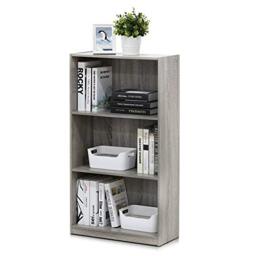 Furinno BASIC 3-Tier Open Shelves Bookcase, Book Shelf, French Oak