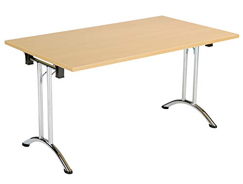 Office Hippo Folding Office Table, Sturdy & Stylish Computer Table Desk, Work Table For Home Office, Versatile Foldable Table For Meeting Room or Boardroom, 5 Year Guarantee - Oak / Chrome