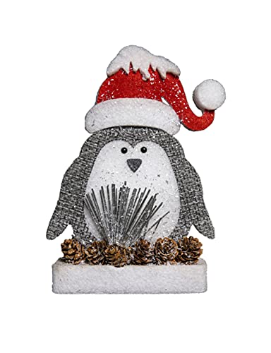 42cm Penguin Christmas Tabletop Figures Window Wall Door Holiday Home Xmas Glitter Foam Showpiece Decorations, Red