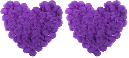 SHATCHI 200pcs Dark Purple Silk Rose Petals Mother’s Day Wedding Confetti Anniversary Table Decorations Christening Flowers Scatter SHATCHI (Pack of 2)