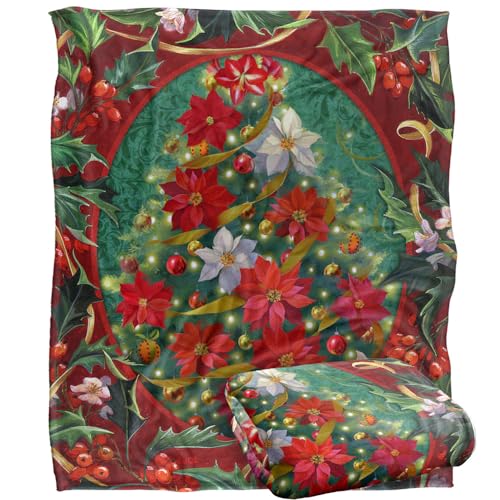 Jq Licensing - Lc-Jp Spirit Of Christmas Poinsettias Silky Touch Super Soft Throw Blanket 152 X 127 Cm