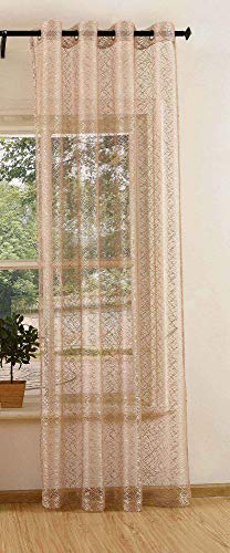 Gardinenbox Mesh Net Curtain with Eyelets, Transparent, Plain, Decorative Curtain, 20352, Polyester, taupe, 245 x 140 cm