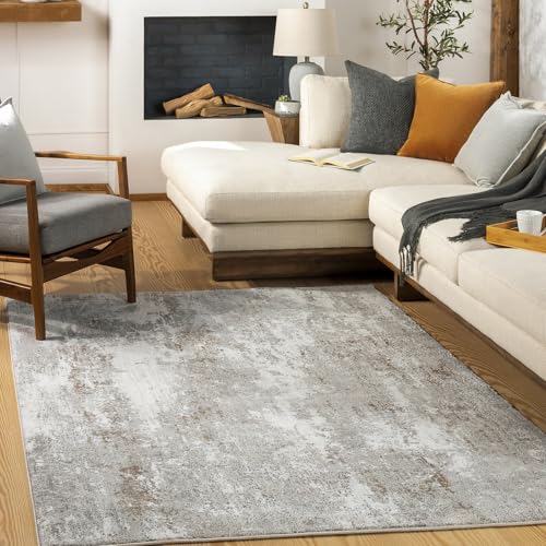 Livabliss Noello Abstract Area Rug, 160 x 213 cm, Ivory & Charcoal, 100% Polyester Medium Pile, Durable Jute Backing, Machine Woven Indoor Carpet for Living Room & Bedroom