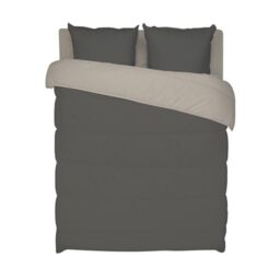 Bleu Câlin - Two-Coloured Microfibre Bedspread Duvet, Graphite/Chamois, 140x200 cm