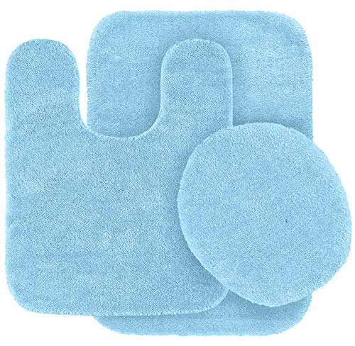 Kids Zone Home Linen 3 pc Solid Light Blue Bathroom Rug Set Bath Mats Bath Set Super Soft Anti Slip Soft Mats New