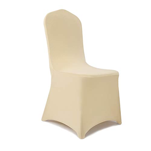 Peomeise Stretch Spandex Chair Cover for Wedding Party Dining Banquet Event (Champagne, 25)