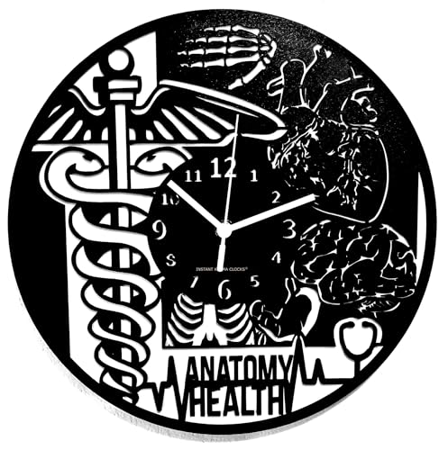 Instant Karma Clocks - Human Anatomy Wall Clock – Silent Non-Ticking Quartz – Educational Medical Decor for Doctor, Student, Clinic, Biology Classroom – Wall Decoration