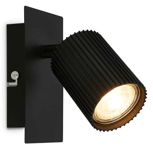 BRILONER - Wall Light, Adjustable, GU10 Socket, max. 9W, Wall Lamp, Bedside Lamps, Reading Light, Lounge, Bedroom Lamp, Kitchen, Spotlight, Hall, Living Room, 13x8x9 cm, Black