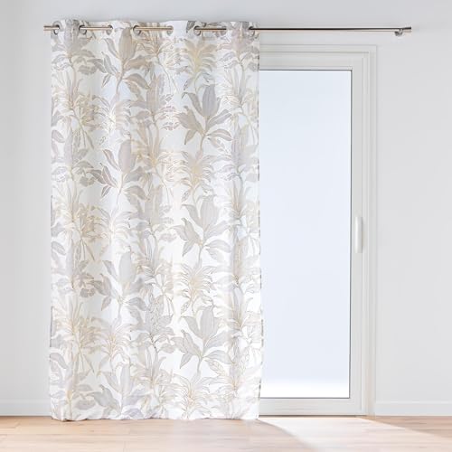 Douceur d'Intérieur, Vayana Natural Printed Eyelet Curtain 135 x 280 cm