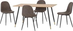 Seconique Hamilton Medium Dining Set with Athens Chairs in Medium Oak/Brown