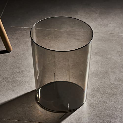 Small Trash Can Plastic Wastebasket 1.5 Gallon Round Garbage Container Bin for Bathroom, Bedroom, Kitchen, College Dorm, Office, Craft Room - Clear & Grey