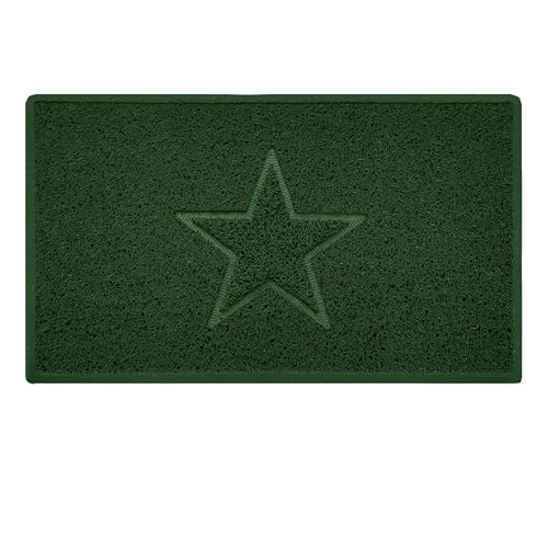 Nicoman Star Shape Embossed Entrance Door Mat Non Slip Dirt Trapper PVC Spaghetti Mat with Rubber Base, Jet Washable Quick Drying Doormat Indoor or Outdoor - (Medium, Green, 75 x 44cm)