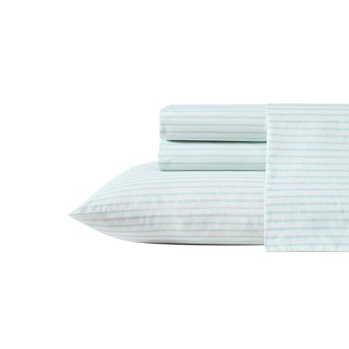 Tommy Bahama - King Sheet Set, Cotton Percale Bedding Set, Super Soft and Cozy Home Decor, Oeko-Tex Certified (Cool Beach Stripe Turquoise, King)