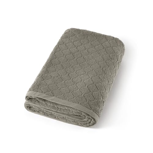 Pure Cotton 1-Piece Jacquard Combed Cotton Bath Towel 570 GSM – Oeko-TEX Certified – Washable at 40°C – Absorbent Bath Towel 90 x 180 cm – Brown