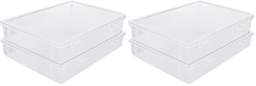 ASelected A4 Transparent Plastic Craft Storage Boxes with Lids for Art Supplies 2Pcs Clear Boxes Storage, 3.6 Litre Volume Plastic Organiser for Paper, Seed, Cards, Picture, Craft (Pack of 2)