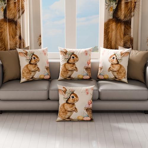 PETTI Artigiani Italiani - Set of 2 Easter Cushion Covers 30x30 cm in Microfibre, Easter Decorative Cushions for Bedroom, Sofa and Living Room, 2 Decorative Pillow Covers, 100% Made in Italy