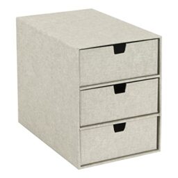 Bigso Box of Sweden 3-Tier Desktop Drawers - Desk Tidy Organiser for Stationery Storage - Paper Mini Filing Cabinet in Fibreboard and Paper in Linen Look - Beige