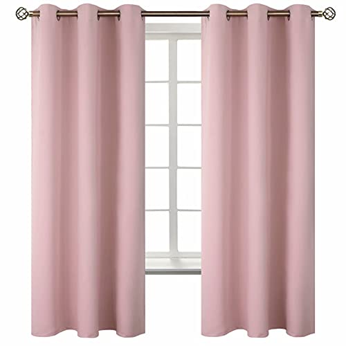 BGment Room Darkening Curtains 63 Inches Long - Grommet Thermal Insulated Drapes Window Treatment Curtains for Bedroom, 2 Panels, 42 x 63 Inch, Baby Pink