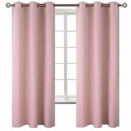 BGment Room Darkening Curtains 63 Inches Long - Grommet Thermal Insulated Drapes Window Treatment Curtains for Bedroom, 2 Panels, 42 x 63 Inch, Baby Pink