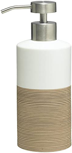 Sealskin Doppio Soap Dispenser, Porcelain, Sand, 8.5 x 18 x 6.7 cm
