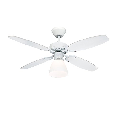 Westinghouse Lighting Capitol Indoor Ceiling Fan, Metal, White Finish with Reversible White/Beech Blades ,7870840