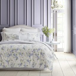 Laura Ashley- King Duvet Cover Set, Plush Velvet Bedding Set, Designer Home Decor (Wisteria Lavender, King)