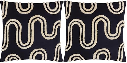 furn. Heya Home Archie Tufted Cushion Cover – Abstract Tufted Design, Soft & Durable (Mono – 45 x 45cm) (Pack of 2)