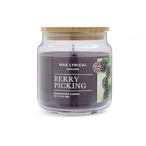 Wax Lyrical Berry Picking Medium Jar Candle, Up to 75 Hour Burn Time, Purple