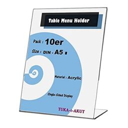 TUKA-i-AKUT 10X A5 Acrylic Display Stands Sign Holder, Clear Counter Top Portrait Poster Holder, Desk Menu Holder, Card Holder, Photo Frame & Ad Frame, Single-Sided Information Stand, TKD8200-A5-10x