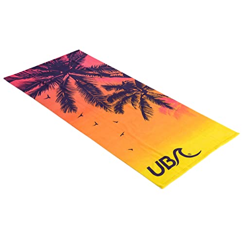 Urban Beach Sunset Microfibre Towel, Lightweight Large Beach Towel, Kids and Adults Holiday Swimming Pool Towel, Sunset and Palm Trees