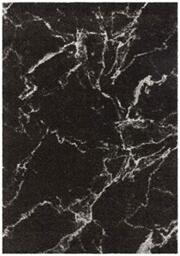 Mint Rugs Mayrin High Pile Living Room Rug Soft Fluffy Long Pile Shaggy Flokati Modern Design in Marble Look for Children's Room Bedroom Kitchen Hallway Black Cream 120 x 170 cm, Polypropylene