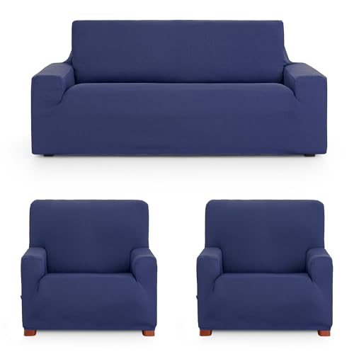 ECOMMERC3 - Trio 3+1+1 Universal and Versatile Sofa Cover ??? Blue Sofa Cover Protector Easy to Install for Back, Seat and Arms