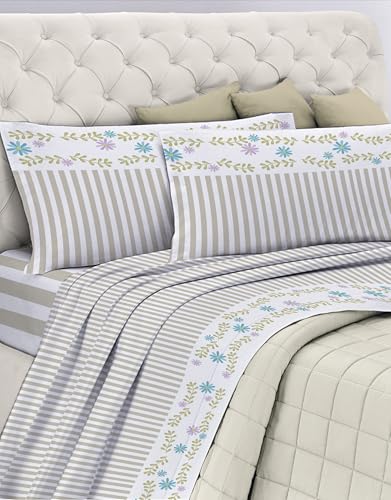 GEMITEX Cotton Bed Set, 100% Cotton, Breathable, Free of Harmful Substances, Certified Quality Standard 100 by OEKO-TEX Confidence in Textile, Double Size, G26/Taupe, Designed in Italy