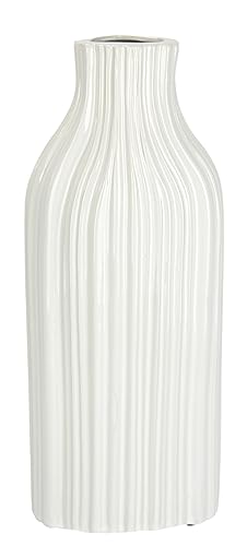 Flower Vase Made of Ceramic Ribbed Bulbous Bottle Shape Rubbed Shiny Ceramic Vase Decoration Decorative Vase for Flowers Pampas Grass Dried Flowers Branches Artificial Flowers Table Decoration