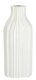 Flower Vase Made of Ceramic Ribbed Bulbous Bottle Shape Rubbed Shiny Ceramic Vase Decoration Decorative Vase for Flowers Pampas Grass Dried Flowers Branches Artificial Flowers Table Decoration