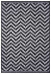 NORTHRUGS Indoor and Outdoor Rug Palma 80 x 150 cm Reversible Rug Weatherproof Modern Design ZigZag Pattern Rug for Balcony Patio Garden Conservatory Living Room Waterproof in Night Silver