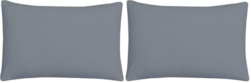 Sleepdown Pillow cases 100% Pure Cotton Pack of Two Housewife Luxury Soft Cosy Pillow Cover Set - Slate - 48 x 74 cm (Pack of 2)