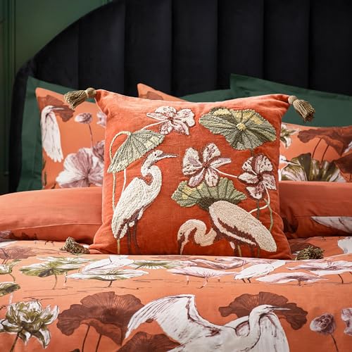 furn. Wylder Tropics Kushiro Embroidered Velvet Feather Filled Cushion