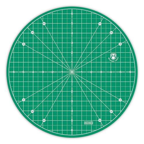 "Headley Tools 13""x13"" Round Rotating Cutting Mat, Self Healing Mat with 360-Degree Rotation & Anti-Slip Base, Sewing Board Cutting Mat Perfect for Fabric Quilting Leather Hobby Project, Green"