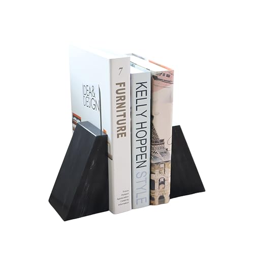 "Fox Run Black Marble Decorative Bookends, Set of 2 Heavy Bookends, 3"" x 5"""