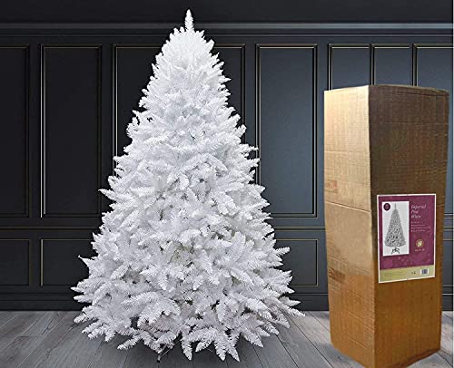 12ft/3.6m Snow White Bushy Imperial Pine Artificial Deluxe Christmas Tree Hinged Branches 4158 Pencil Point Tips with Metal Stand Xmas Home Decorations