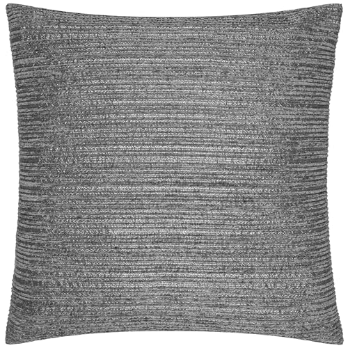 Paoletti Jupiter Cushion Cover – Pearlescent Jacquard Chenille Linear Textured Decorative Case (Graphite - 50x50cm)