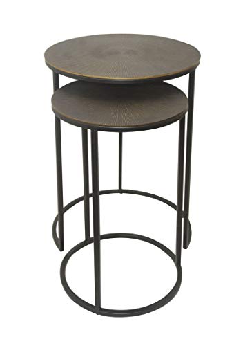 Aspect Hiba Round Nest of 2 Table,Antique Bronze/Black