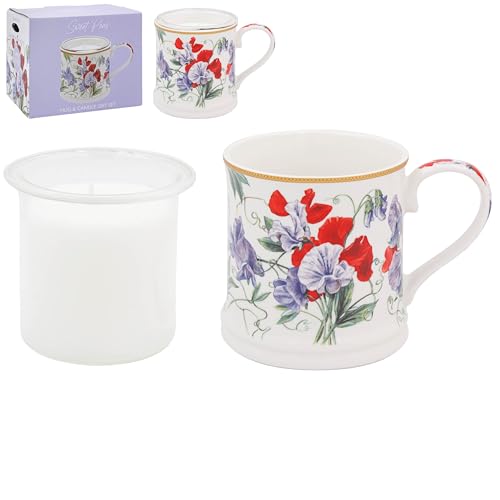 The Leonardo Collection 350ml Sweet Pea Candle Gift Set for Women & Men - Lovely Decorative Accessories for Home Decor - Aromatherapy Large Scented Candles for Any Celebrations