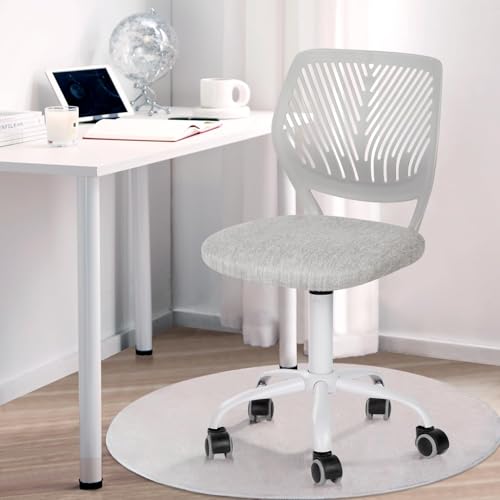 FurnitureR Children's Desk Chair, Adjustable Height Swivel Chair with Small Hole Backrest Design, Suitable for Kids' Bedroom or Study Room, Molandi Grey, 38x39x85H