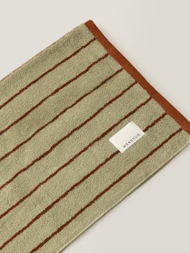 "WENSHUO Moss Beacon-Pure Cotton Striped Bath Towel,100% Combed Cotton,Luxury Shower Towel,Super Absorbent(Pack of 1) (55.12"" L ?? 27.56"" W)"