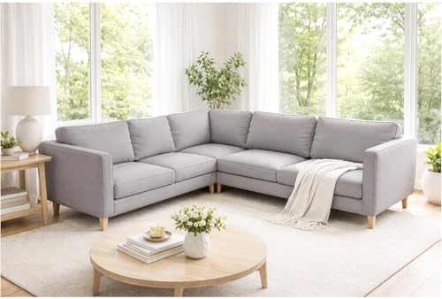 The Heavy Duty Polyester Karlstad Corner Sofa Cover (2+3/3+2) Replacement, is Custom Made Compatible for IKEA Karlstad Sectional Slipcover Replacement (Light Gray Polyester Sectional)