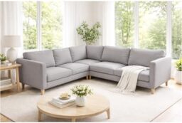 The Heavy Duty Polyester Karlstad Corner Sofa Cover (2+3/3+2) Replacement, is Custom Made Compatible for IKEA Karlstad Sectional Slipcover Replacement (Light Gray Polyester Sectional)